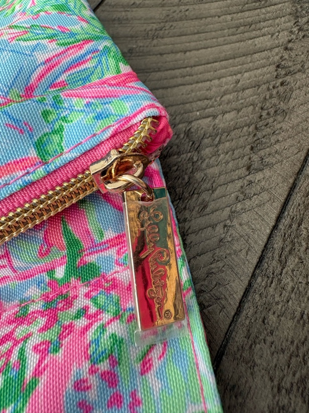 Lilly Pulitzer Pink Multi Printed Cosmetic Roll with Ribbon - Picture 4 of 5